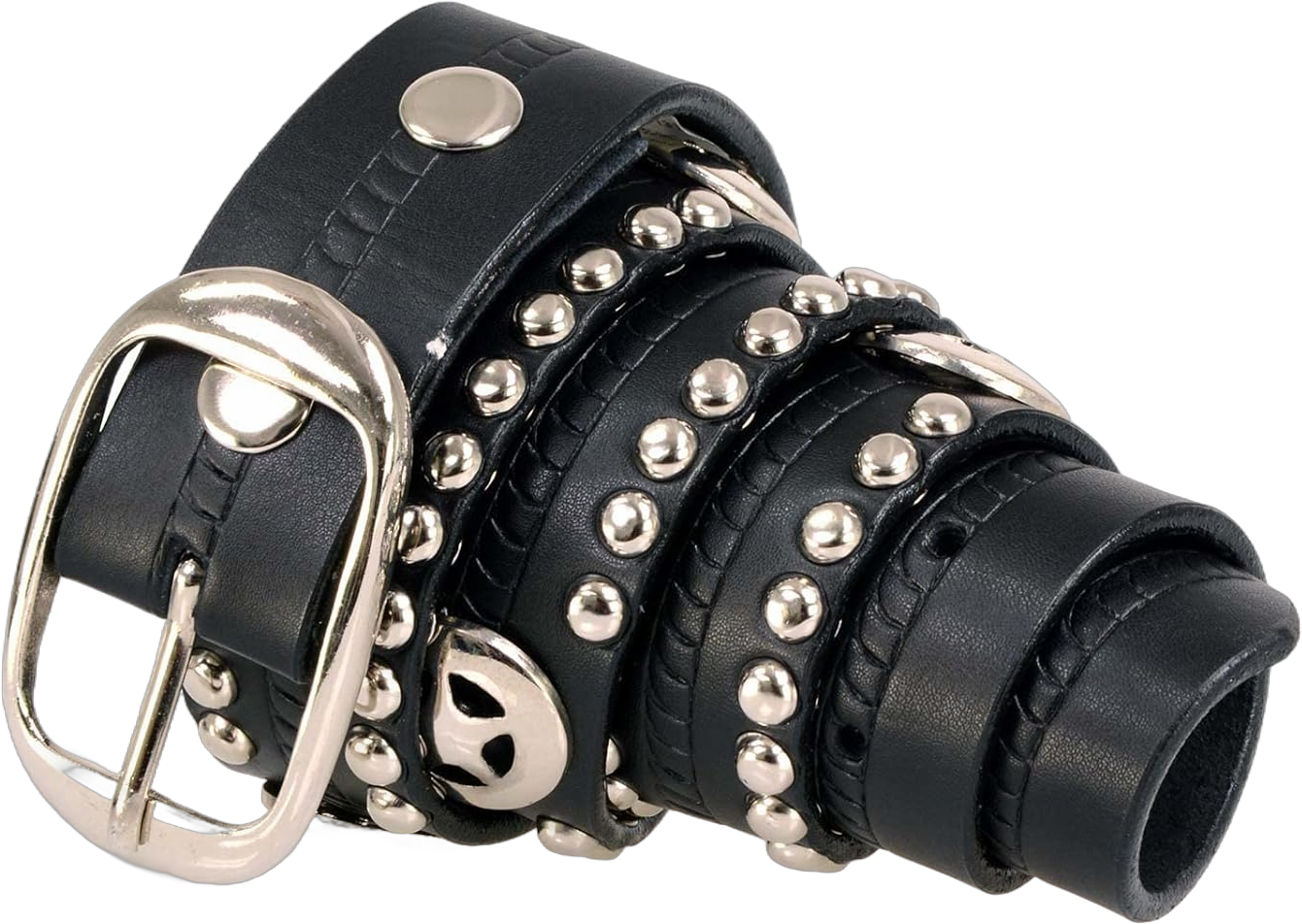 Milwaukee Leather MP7131 Men's Chrome Studded w/Star Emblem Black Leather Biker Belt w/Interchangeable Buckle -1.5 in Wide 38 Black