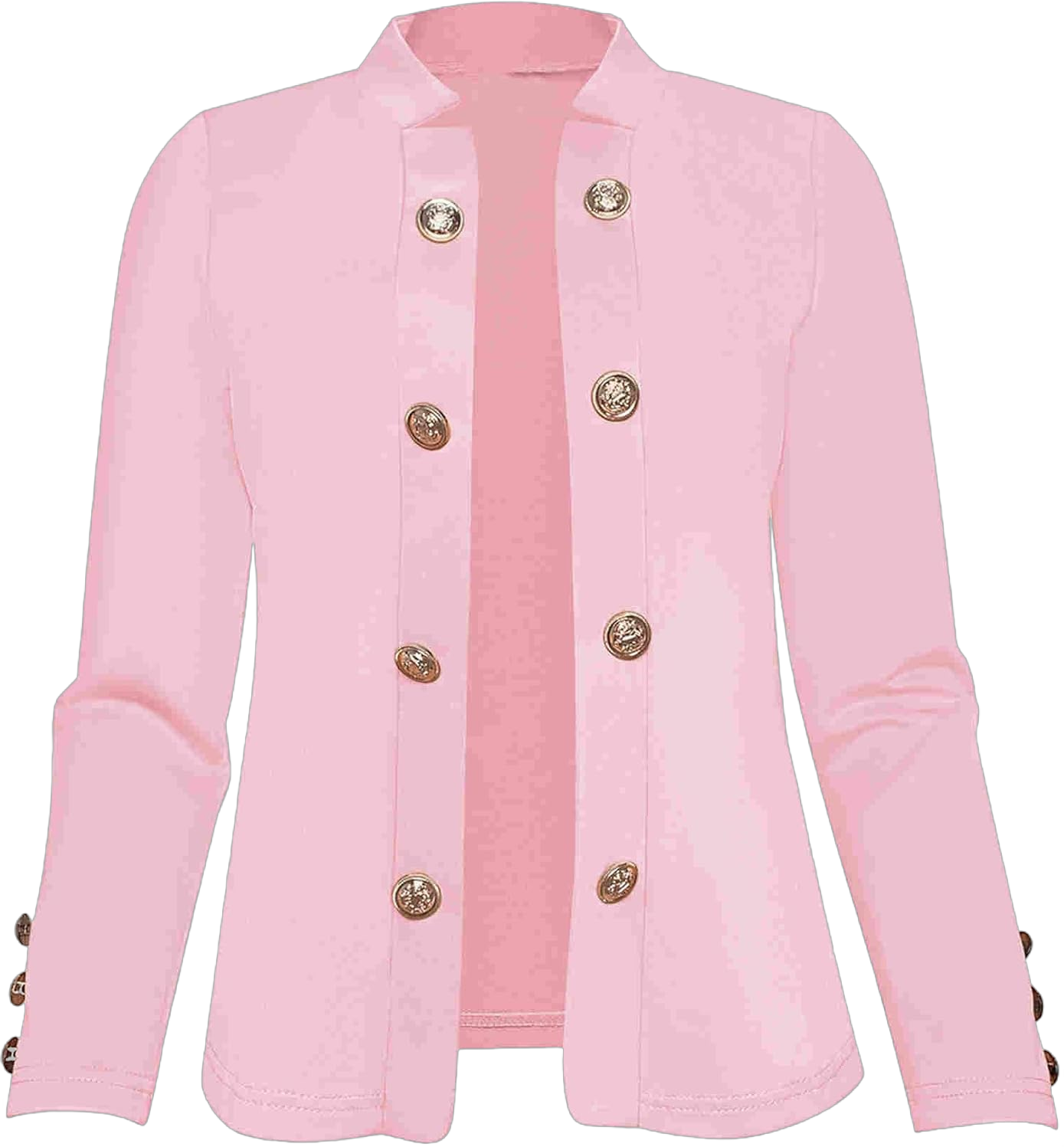 Women's Double Button Loose Fit Suit Jackets Notch Lapel Work Office Blazers Casual Open Front Blazer Medium Light Pink