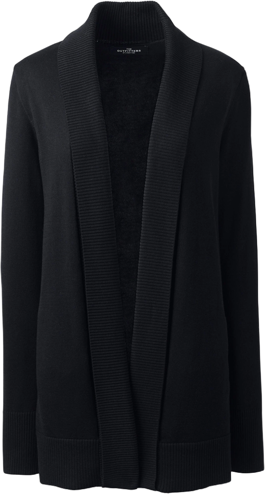 Lands' End School Uniform Women's Plus Size Cotton Modal Shawl Collar Cardigan Sweater - 1x - Black