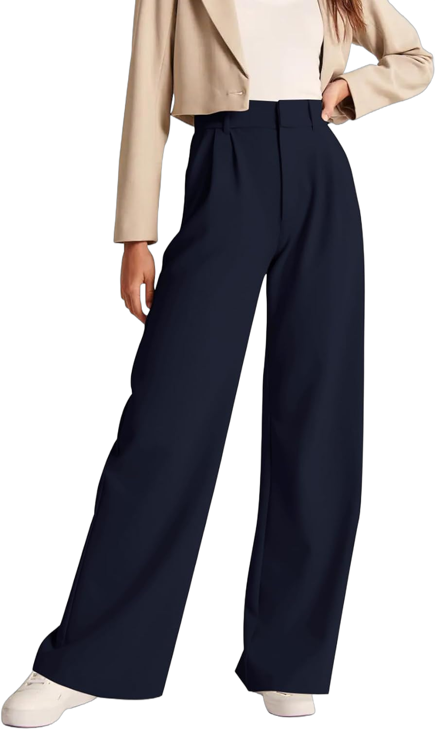 NIMIN High Waisted Work Pants for Women Business Casual Outfits 2025 Office Dress Pants Trousers with Pockets Medium Long Navy Blue