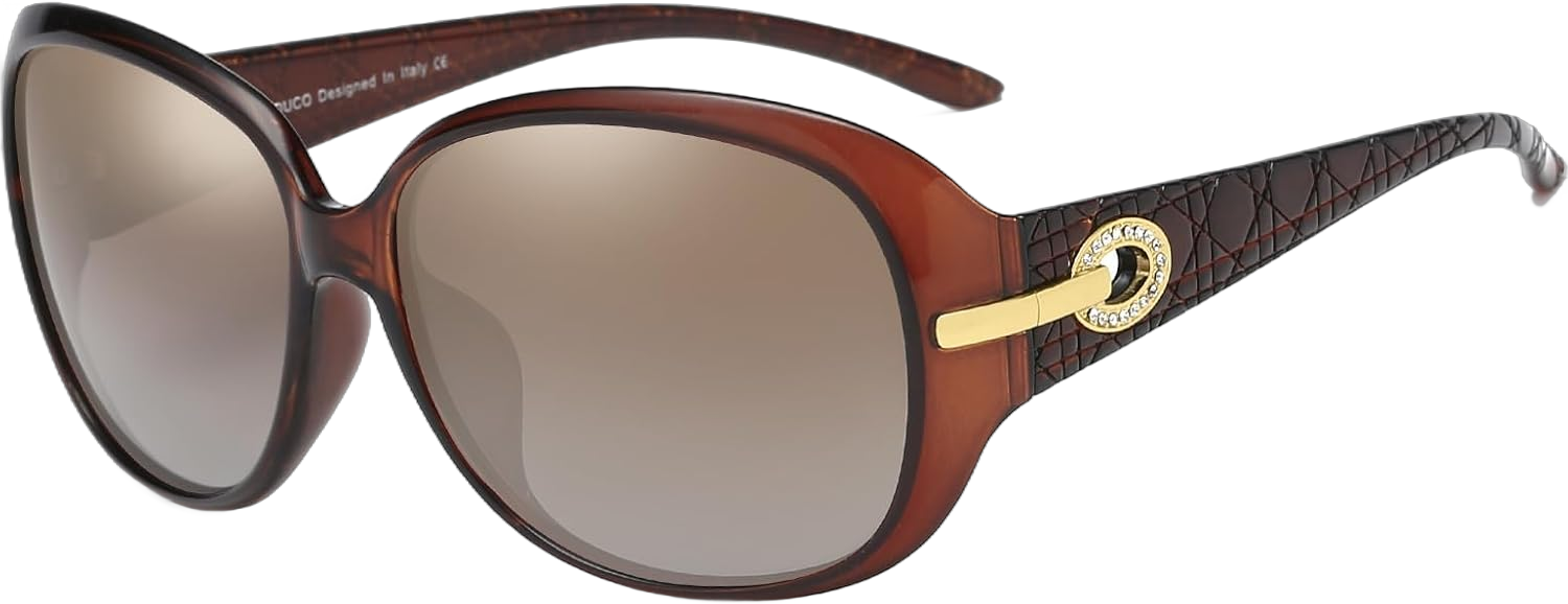 DUCO Classic Sunglasses for Women polarized womens sunglasses 100% UV Protection Shades 6214 Brown Frame Brown Lens