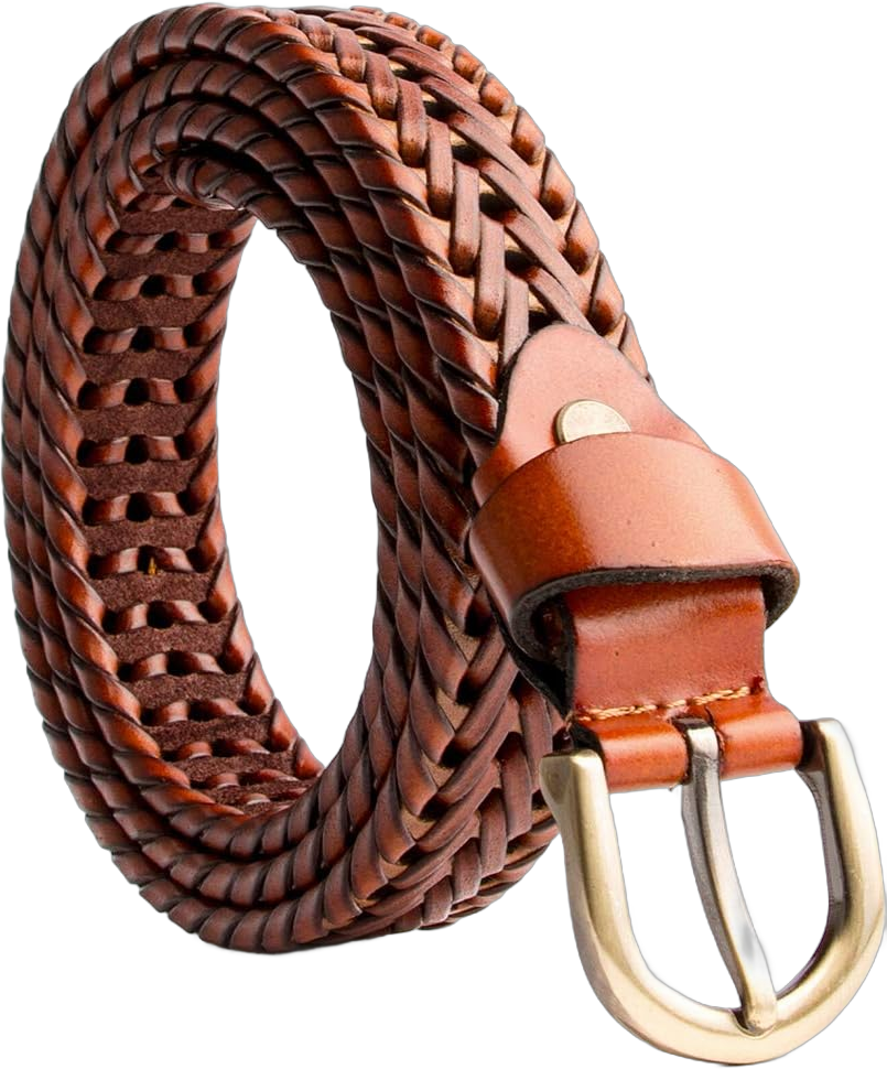 Women Braided Woven Genuine Leather Narrow Belt 25mm Wide Brown waist:23-28