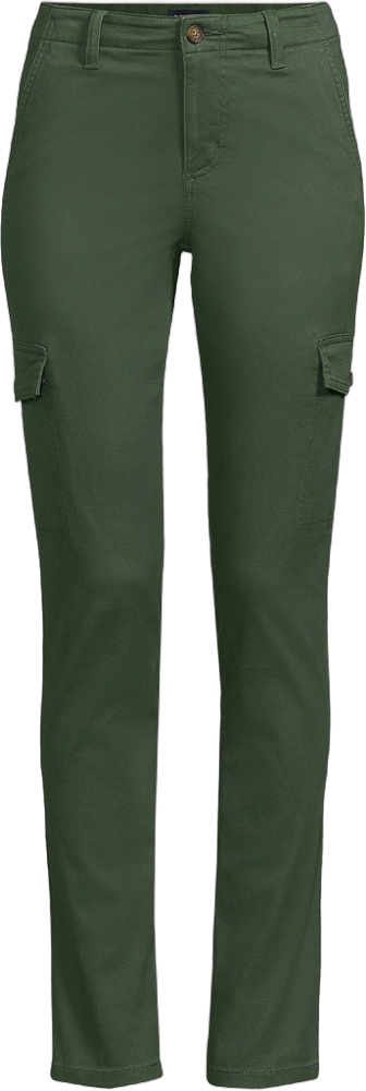 Lands' End Women's Mid Rise Slim Cargo Chino Pants - 2 - Estate Green