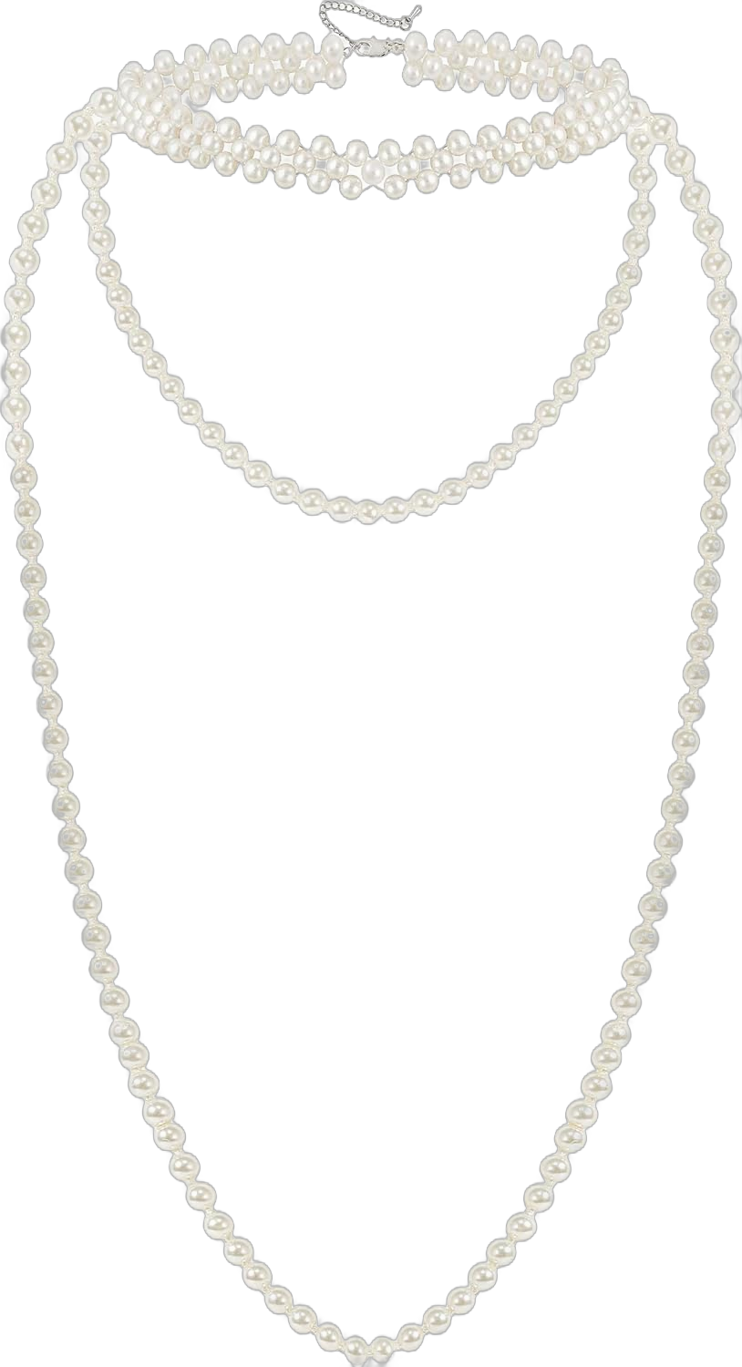 BABEYOND Long Pearl Choker Necklace - Faux Pearl Chain Necklace Pearl Jewelry Set for Women 20s Flapper Accessories Set-2