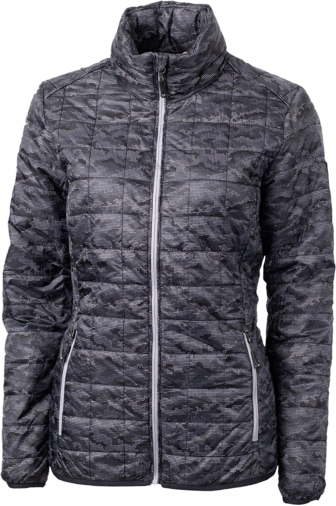 Cutter & Buck Rainier PrimaLoft® Womens Eco Insulated Full Zip Printed Puffer Jacket - Black - S