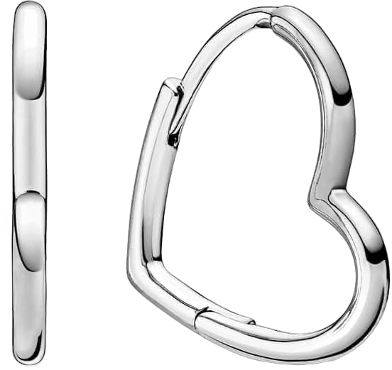 PANDORA Asymmetrical Heart Hoop Earrings - Timeless Earrings for Women - Great Gift for Her - Made with Sterling Silver, No Gift Box