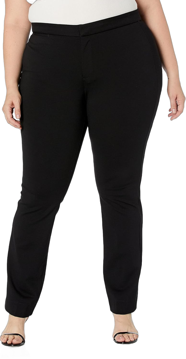 NYDJ Women's Plus Size Trouser Pants in Ponte Knit | Slimming & Flattering Fit 22 Black