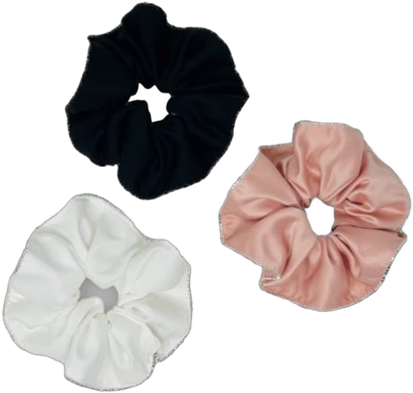 Josei 3pc set Pure Silk Hair Scrunchies in soft black, white and pink colors for Women, Stretchy Satin Rounds Elastic Hair Bands Scrunchy with Rhinestones, Girls Hair Ties Accessories Gifts for Women