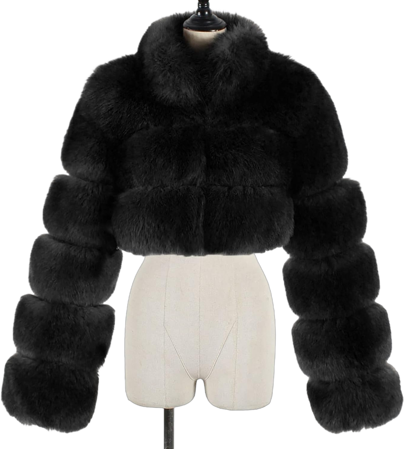 Womens Winter Faux Fur Coat Warm Lapel Cropped Jacket Trendy Girls Open Front Bolero Fluffy Shrug Cardigan Short Coat Large Black