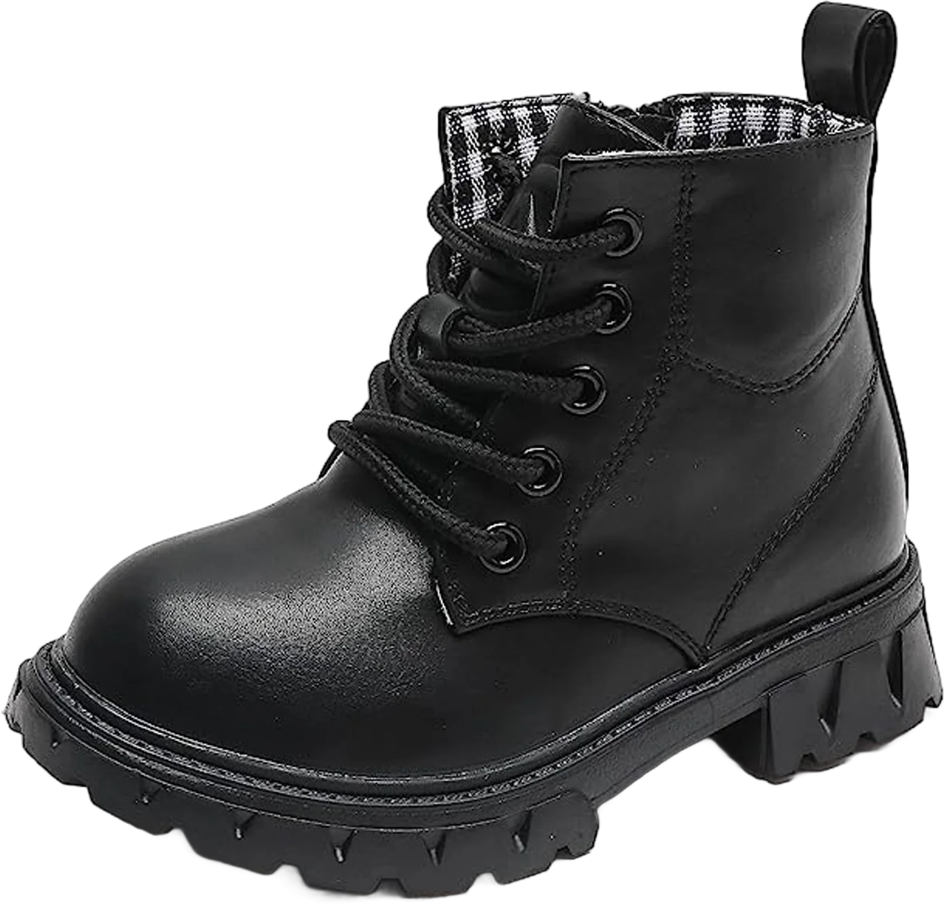 kkdom Boys Girls Kid Combat Boots Unisex Matte Black Size 9 Toddler