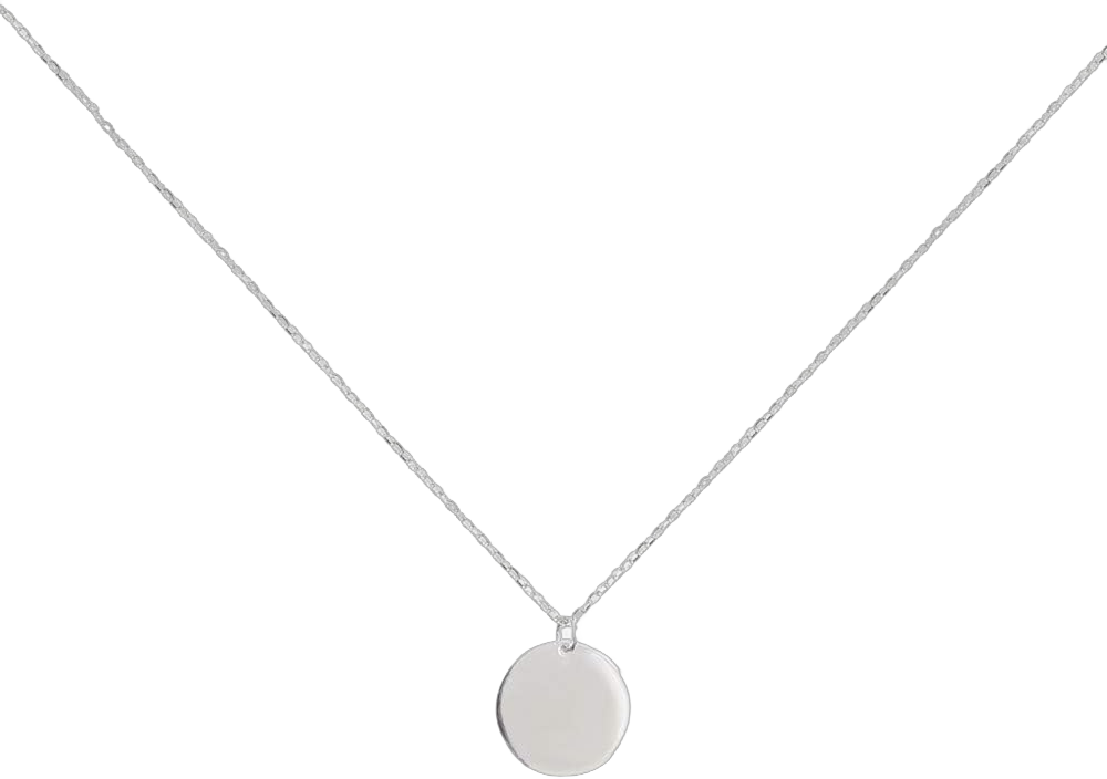 Round Gold Coin Pendant Necklace for Women Girls 925 Sterling Silver 18K Gold Plated Simple Small Full Moon Minimalist Geometric Disk Circle Chain Delicate Choker Jewelry BFF Fashion Gifts Box Silvery