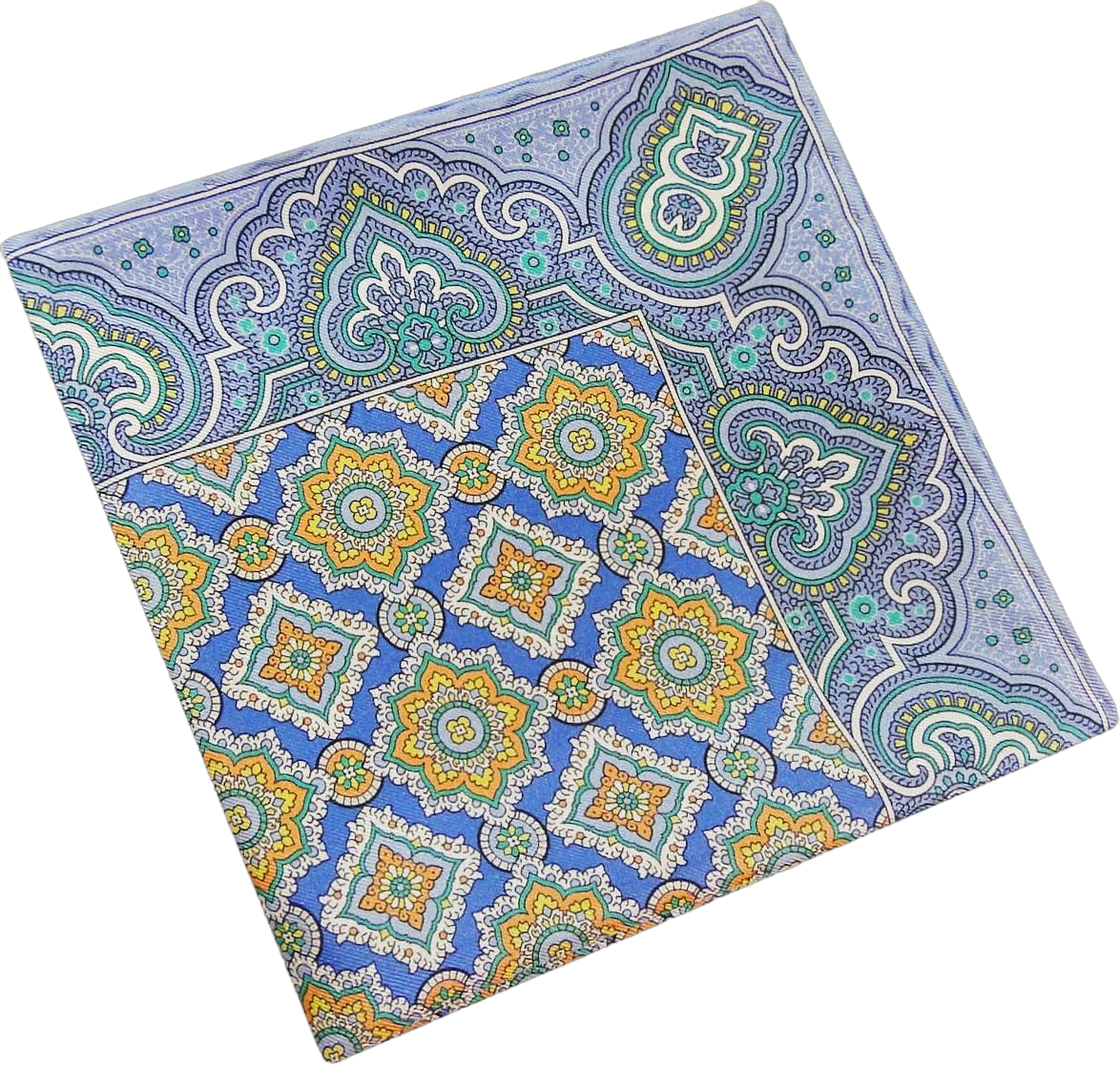 J Kenyon Men's Bari 100% Italian Silk Pocket Square Light Blue Paisley