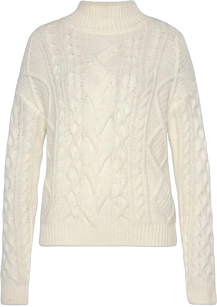 LASCANA Women's Cable Knit Turtleneck Sweater Solid Ivory 0/2