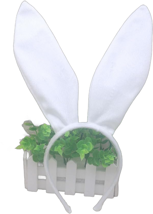 Bunny Ears Headband - White Plush Rabbit Ear Headbands for Toddler, Women, Adults, Kids. Trendy Headband for Halloween, Birthday, Easter Party Favors