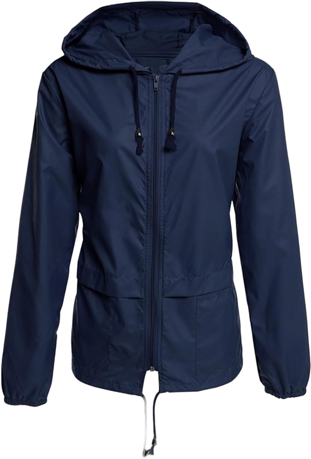 Womens Rain Jacket with Hood Lightweight Waterproof Raincoat Packable Active Outdoor Hooded Windbreaker with Pocket Medium Blue