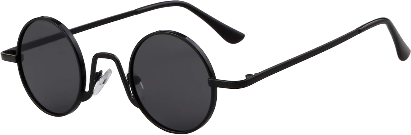 SORVINO Retro Small Round Sunglasses for Men Women Vintage Style Metal Frame Black Frame/Grey Lens