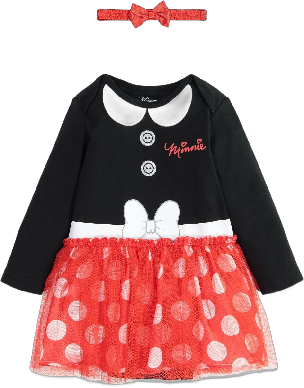 Disney Minnie Mouse Cosplay Bodysuit Tutu Dress and Headband, 2pc Outfit Set (Baby Girls)