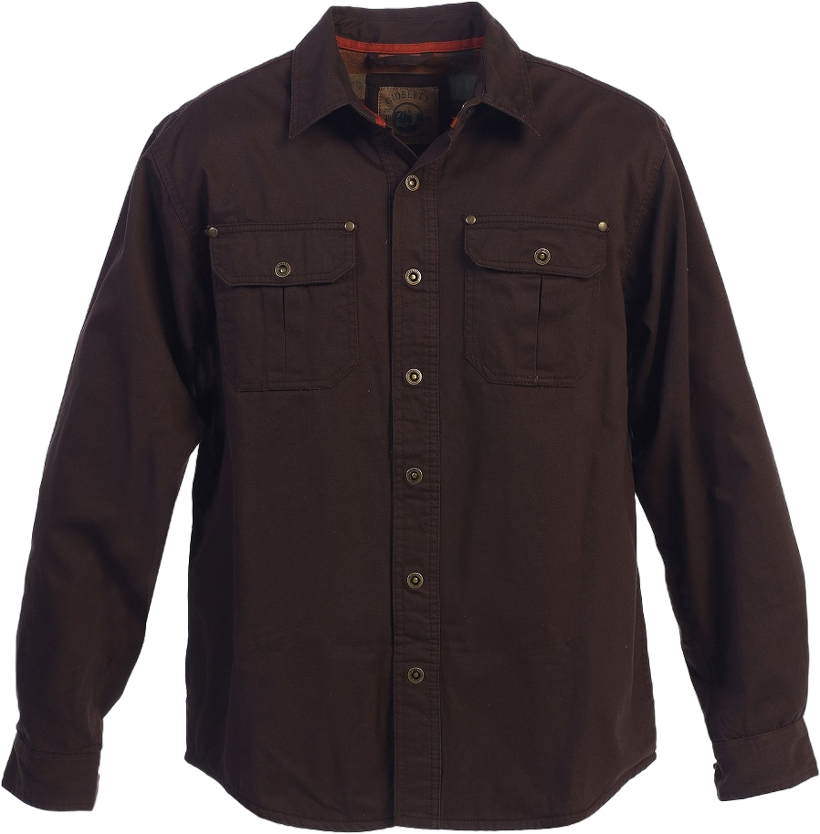 Gioberti Men's 100% Cotton Brushed and Soft Twill Shirt Jacket with Flannel Lining, Brown, XL