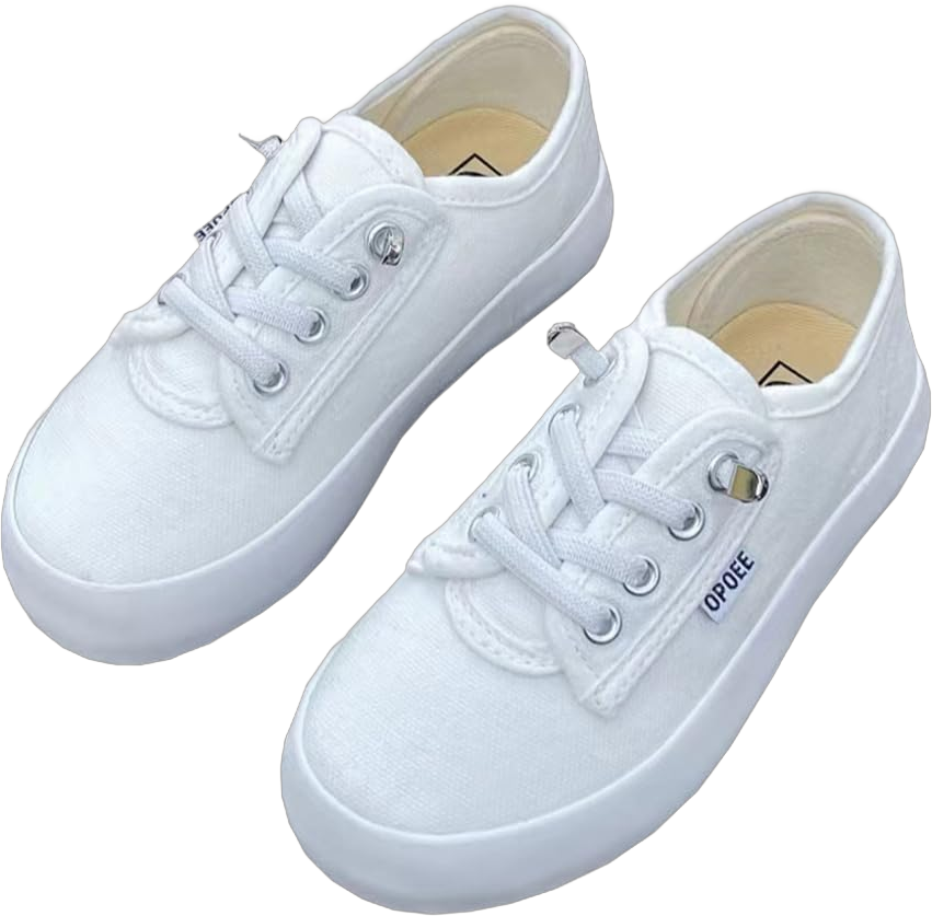 Girls Boys Low Top Canvas Shoes Kids Casual Slip On Tennis Sneakers 3.5 Big Kid White