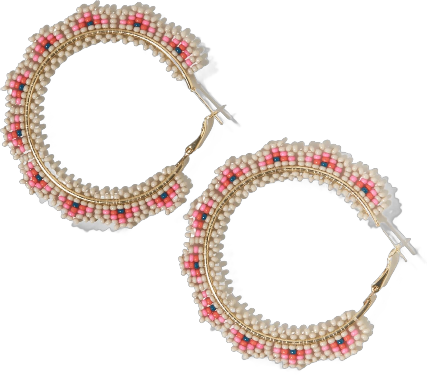 INK+ALLOY Beaded Boho Hoop Earrings for Women, Eve Seed Bead Large Crochet Hoops, Handmade Jewelry for the Modern Bohemian, 2.5-Inch Coral