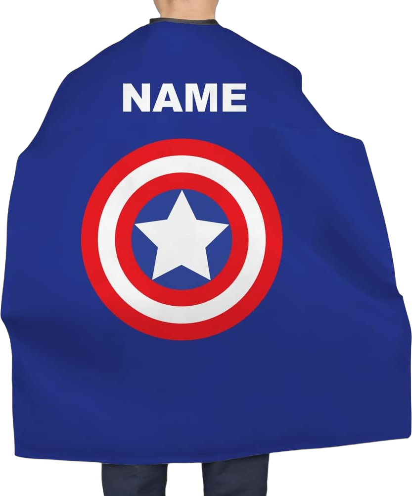 Superhero Cape Kids Dress Up Costume Add Your Name Personalized Custom Capes Blue Shield