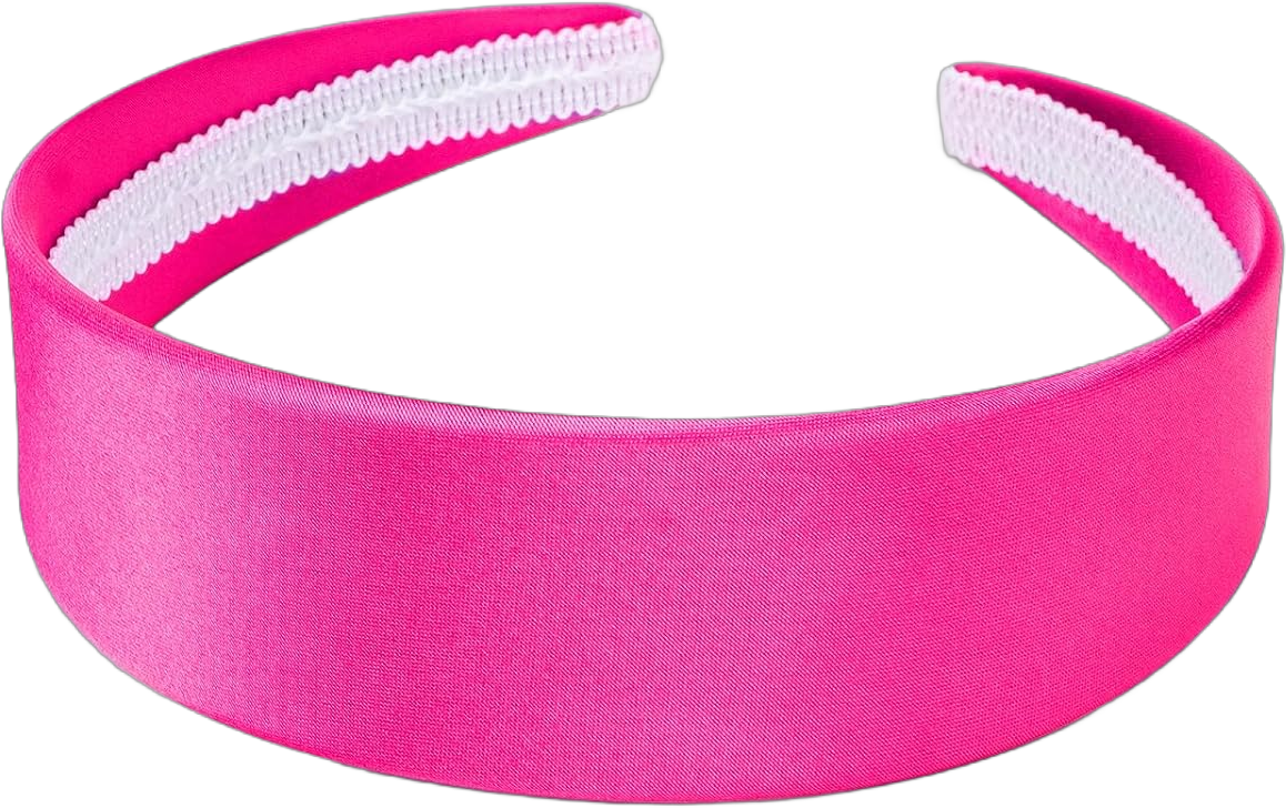 Hot Pink Headband 1.5 inch Wide Hard Pink Satin Headband For Women and Girls Non Slip DIY Fashion Headband with No Teeth Cosplay Halloween Hair Accessories