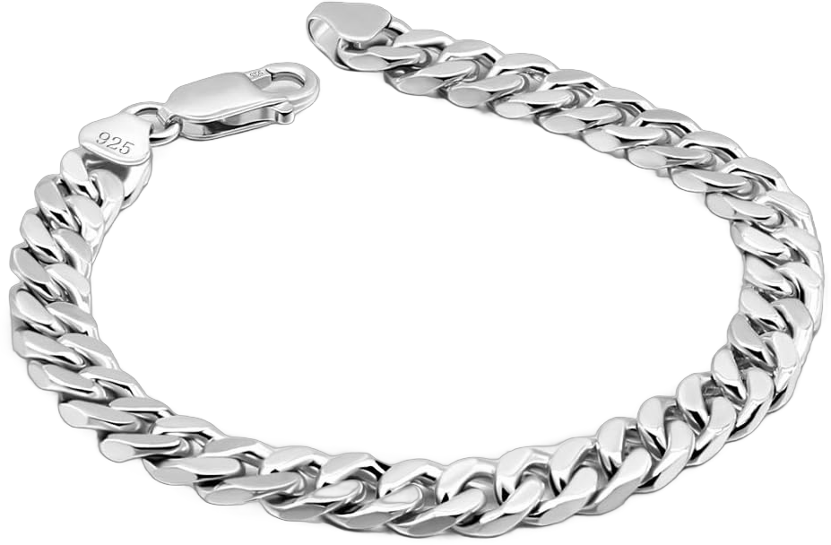 Classic Fashion Men 100% 925 Sterling Silver Bracelet Punk style Cuban chain Solid Silver 6.5 MM/3 MM 7-9 inches Bracelet Jewelry Gift 6.5MM8 inch