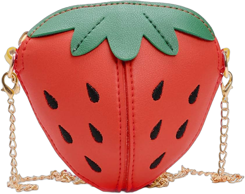 Strawberry Shape Mini CrossBody Purse Bag, Toddler Cosplay Mini Pouch Wallet PU Shoulder Wallet for Women Girls Red