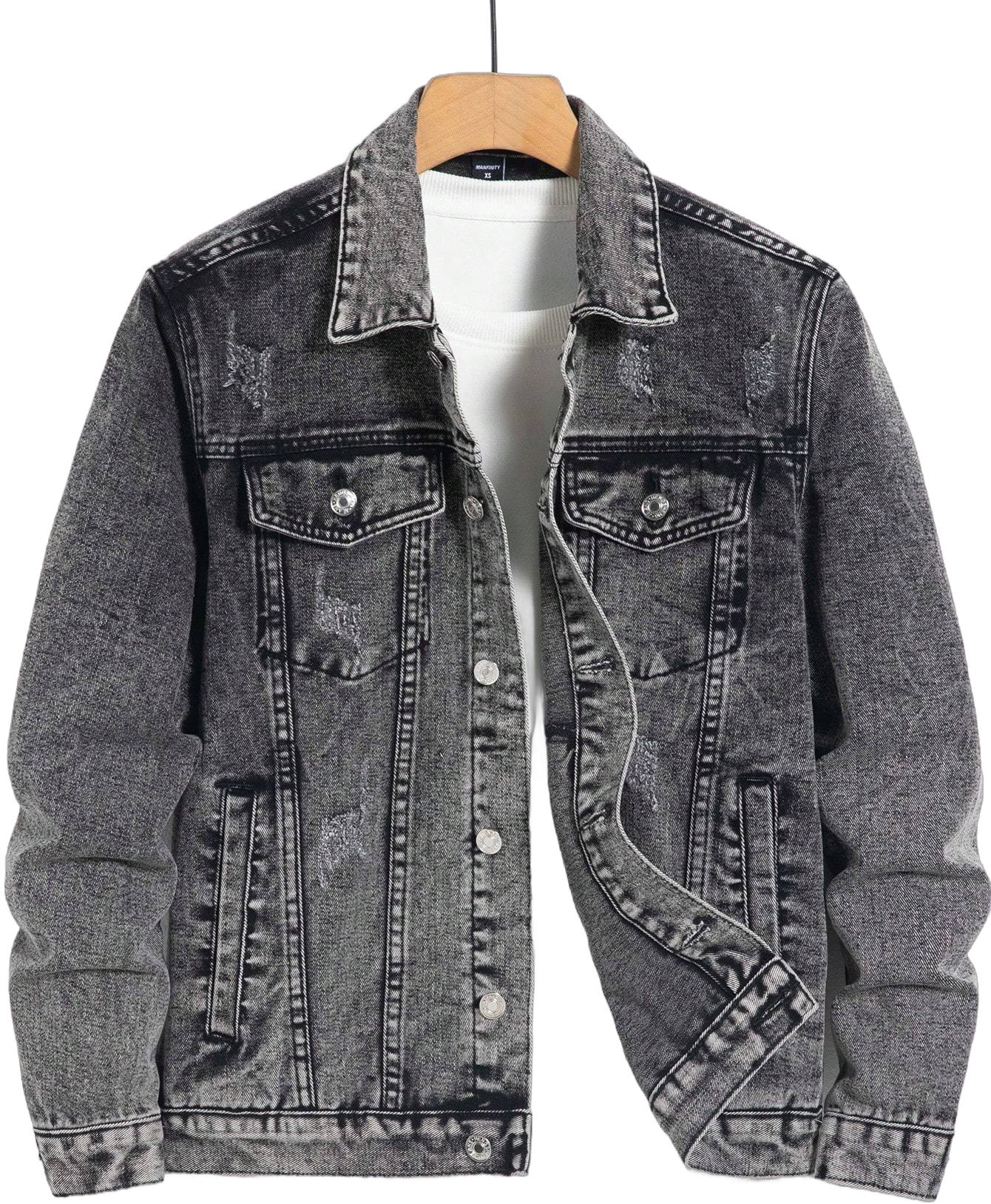 Manfinity Hypemode Plus Size Men's Single Breasted Casual Long Sleeve Denim Jacket