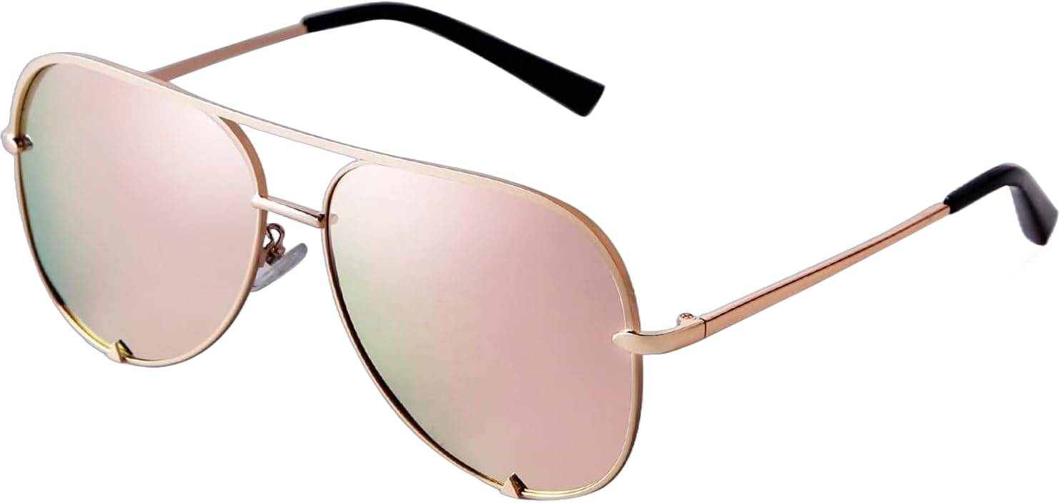 SORVINO Oversized Aviator Sunglasses for Women Men Trendy Retro Bulk Shade Black Faded Sun Glasses Classic UV Protection Gold/Pink Polarized Polarized