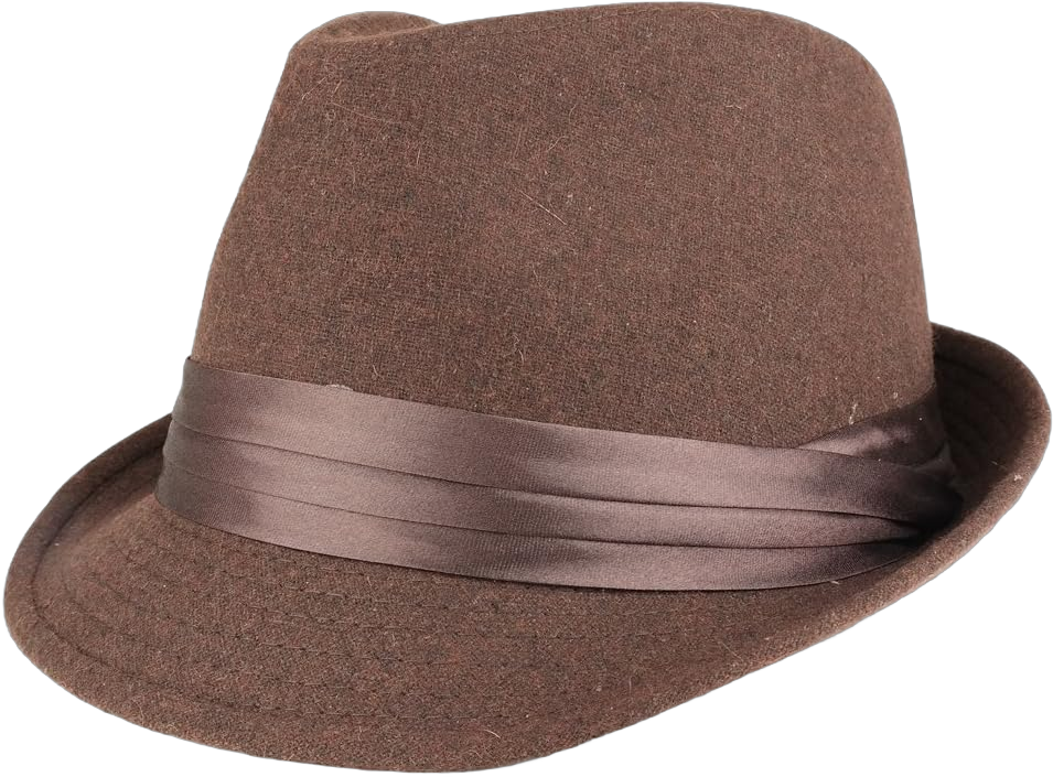 Men's Wool Felt Fedora Hat with Satin Hat Band One Size Brown