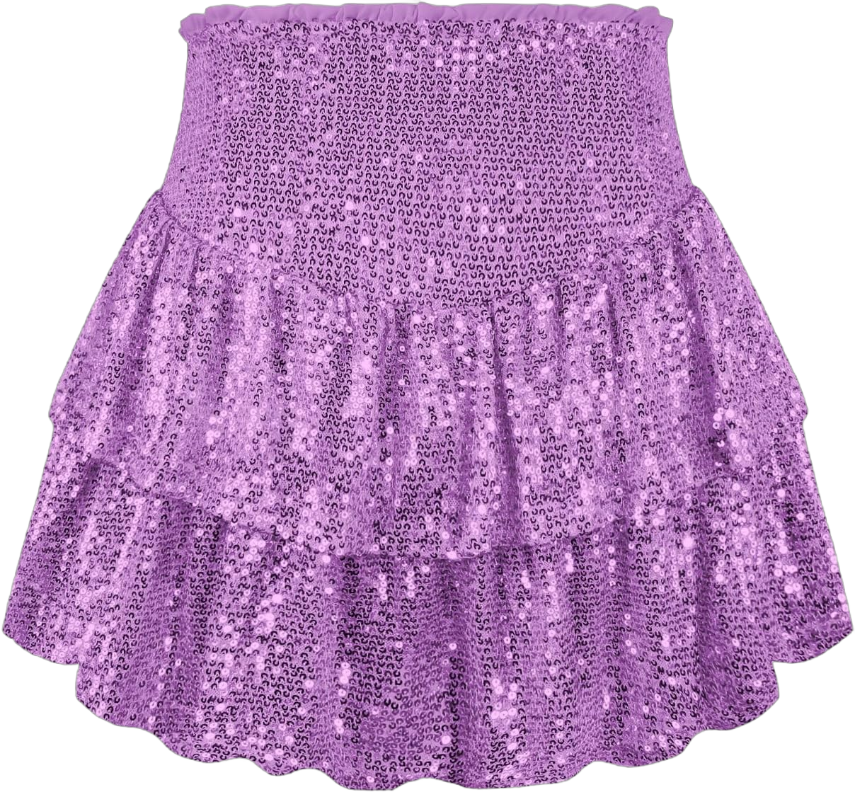 ebossy Women's Shinny Sequin Tiered Pleated Glitter Mini Skirt for Events and Holiday Parties X-Small Purple