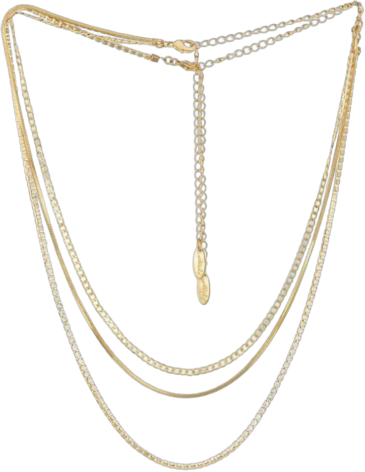 Ettika Women Necklace. Minimal Layers Crystal and 18k Gold Plated Necklace. Fashion Jewelry and Accessory.