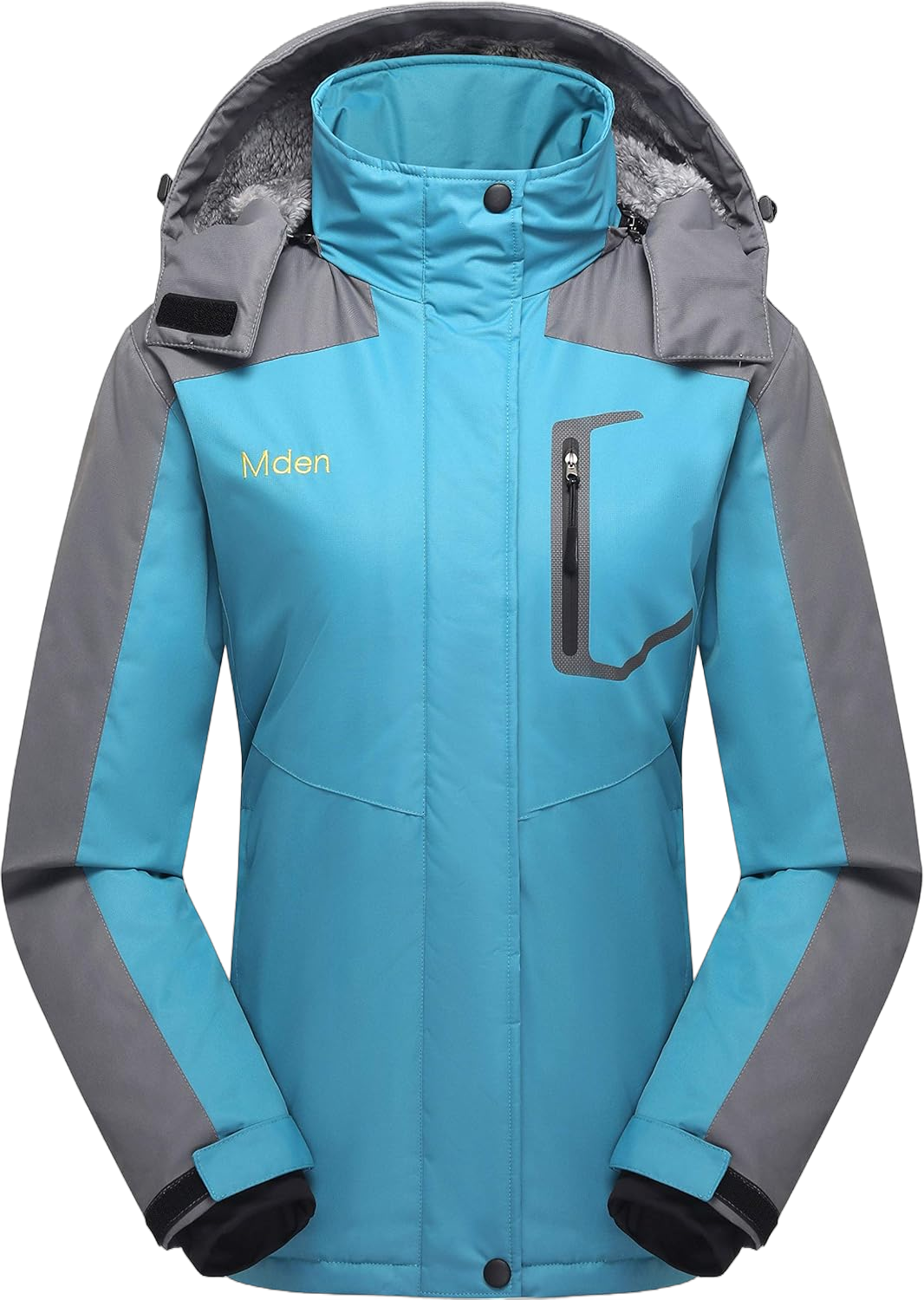 Women's Waterproof Ski Jacket Outdoor Windproof Fleece Insulated Snowboard Rain Jacket Large Blue