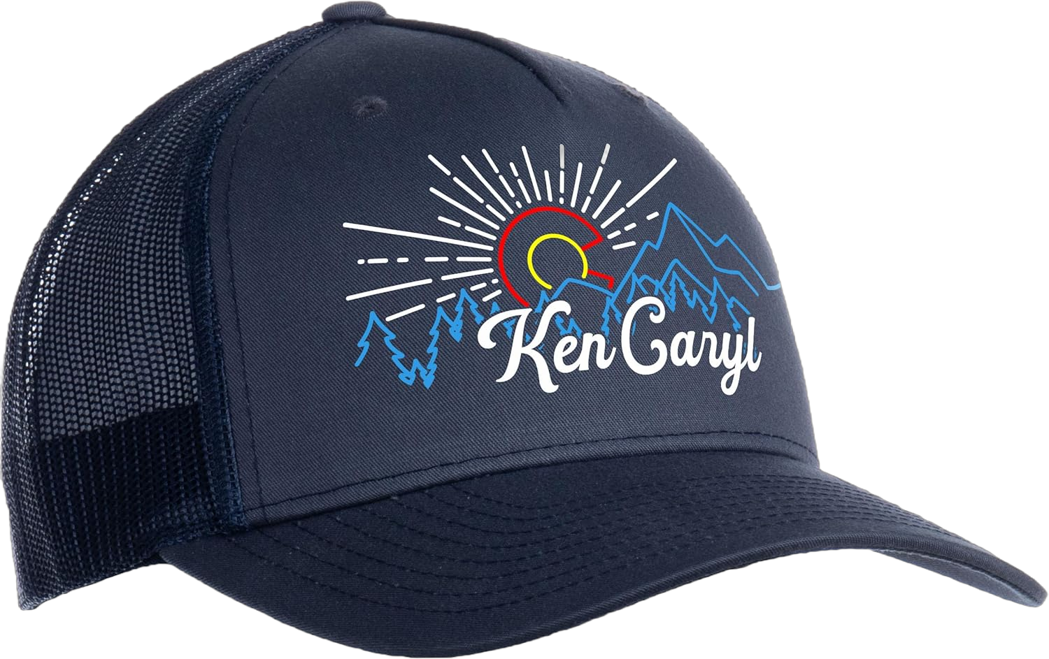 My Colorado Hats | Rocky Mountain West Hiking, CO Camping Baseball Hat for Men Women Ken Caryl High Profile (Trucker)