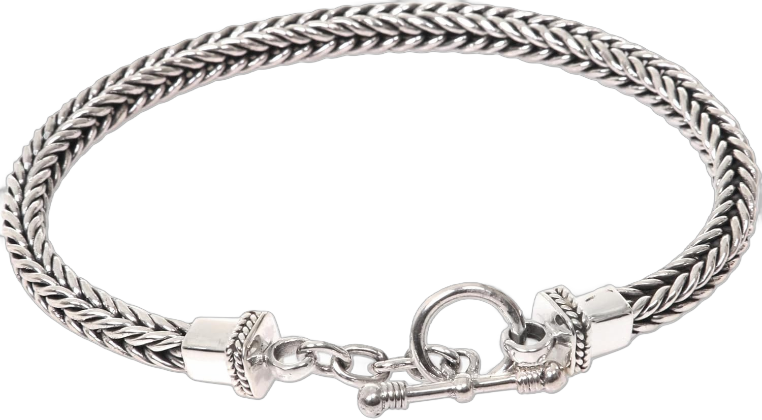 NOVICA Artisan Handmade Men's .925 Sterling Silver Braid Bracelet Link from Indonesia Balinese Traditional Modern 'Dragon Braid'