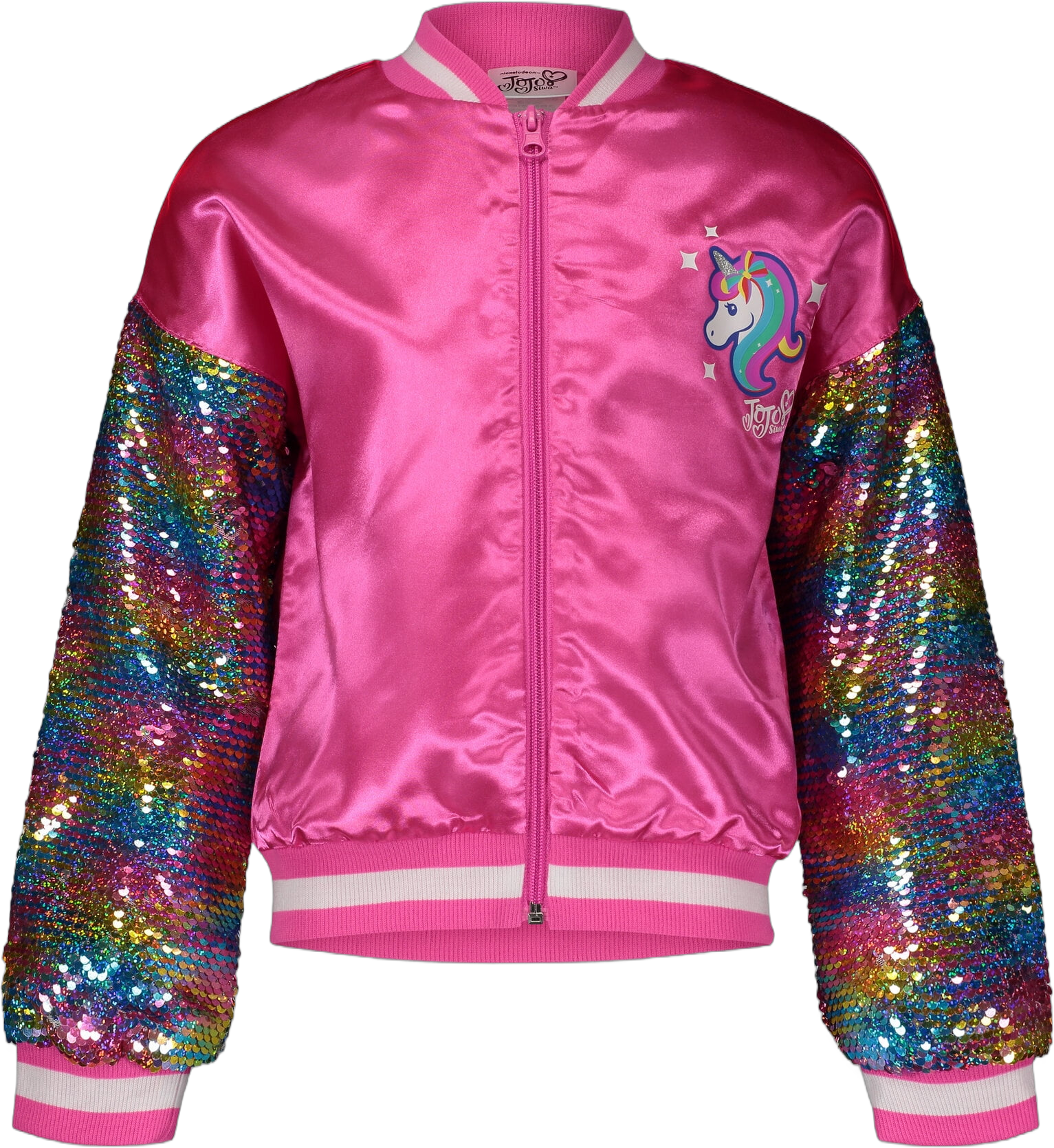 JoJo Siwa Jojo Siwa Unicorn Little Girls Sequin Zip Up Bomber Jacket Little Kid to Big Kid