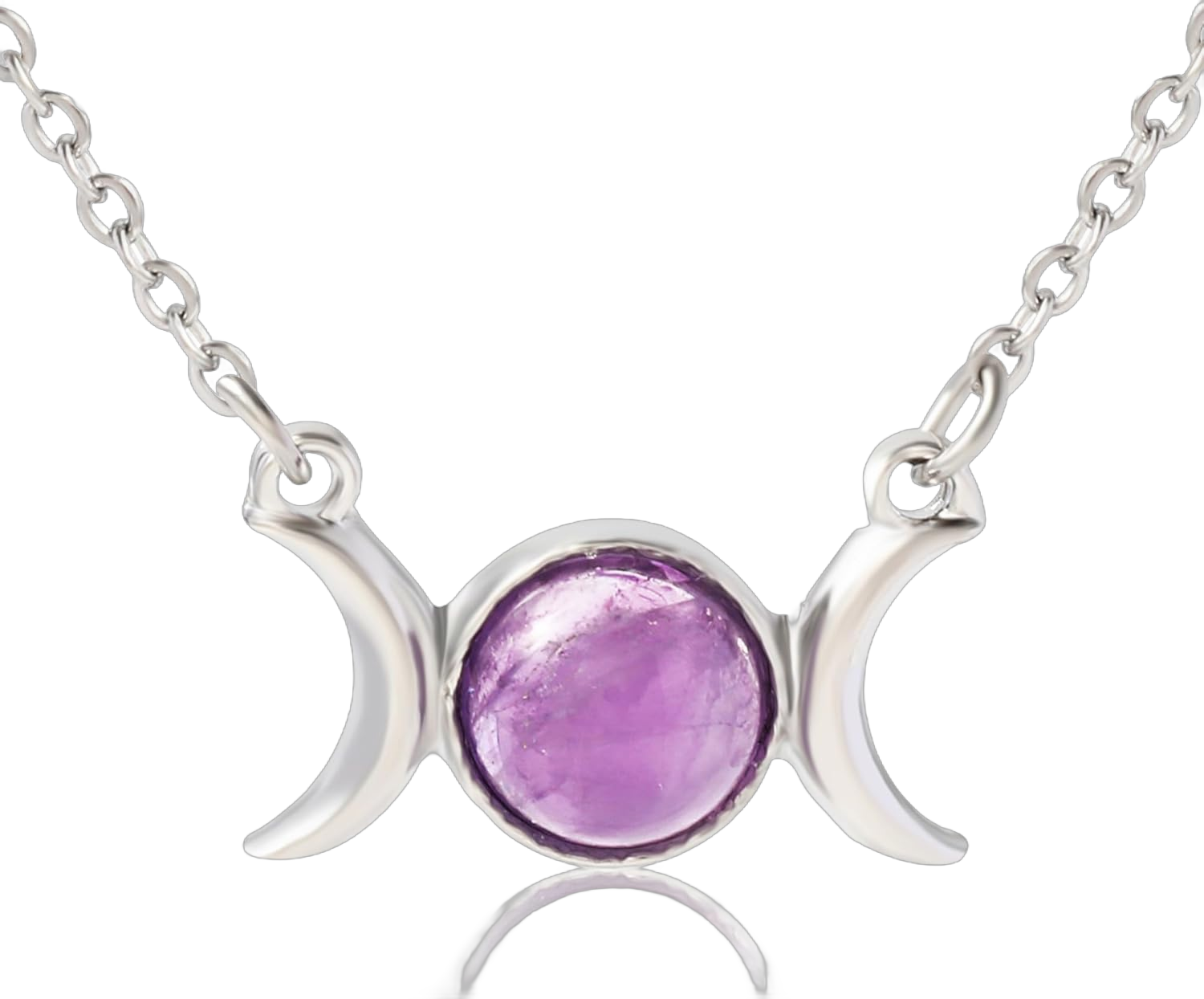 MISS RIGHT Dainty Triple Moon Goddess Crystal Necklace for Women Men Girls, Crescent Moon Phase Healing Chakra Necklaces Wiccan Birthstone Celestial Jewelry Gifts