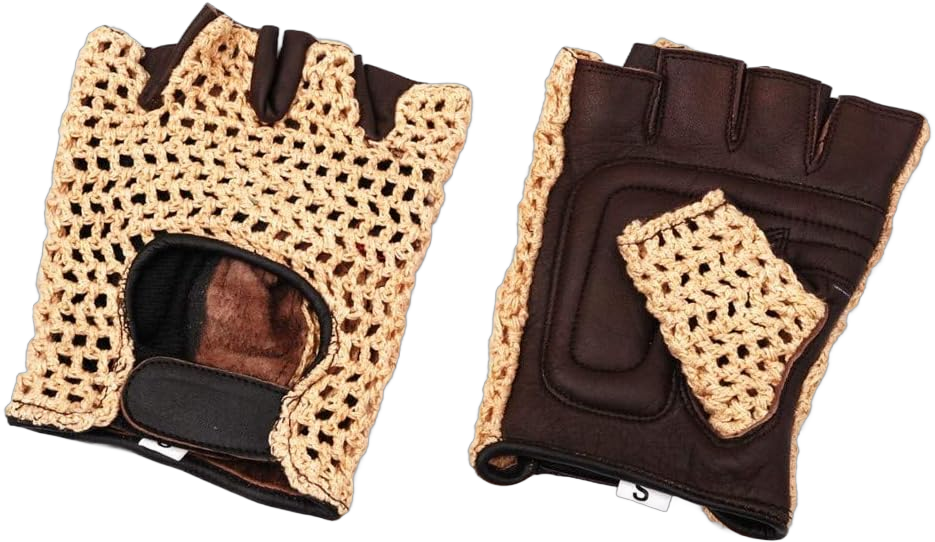 Leather Fingerless Unisex Weight Training Cycling Driving Wheelchair Gloves XX-Large Brown