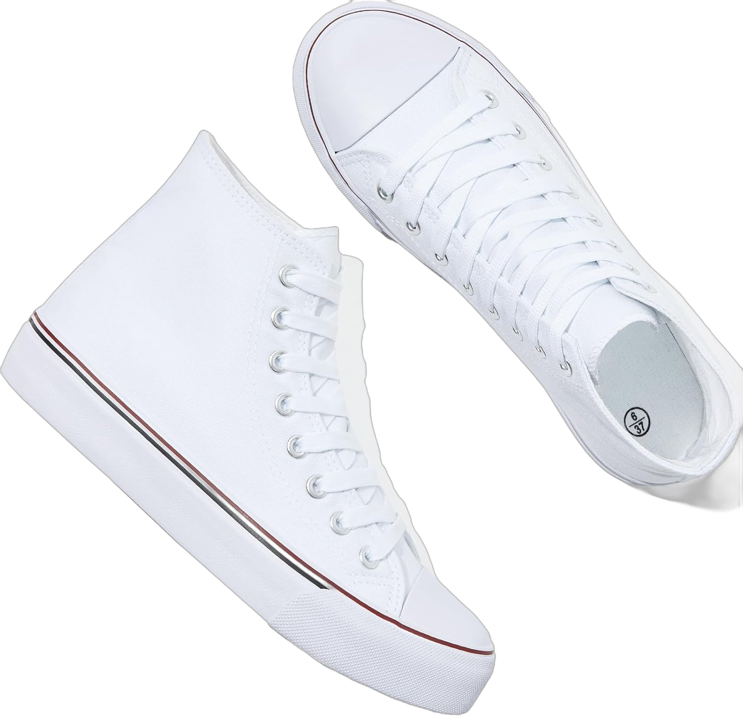 yageyan Womens High Top Canvas Sneakers Lace up Fashion Shoes for Women Casual Classic 9.5 White