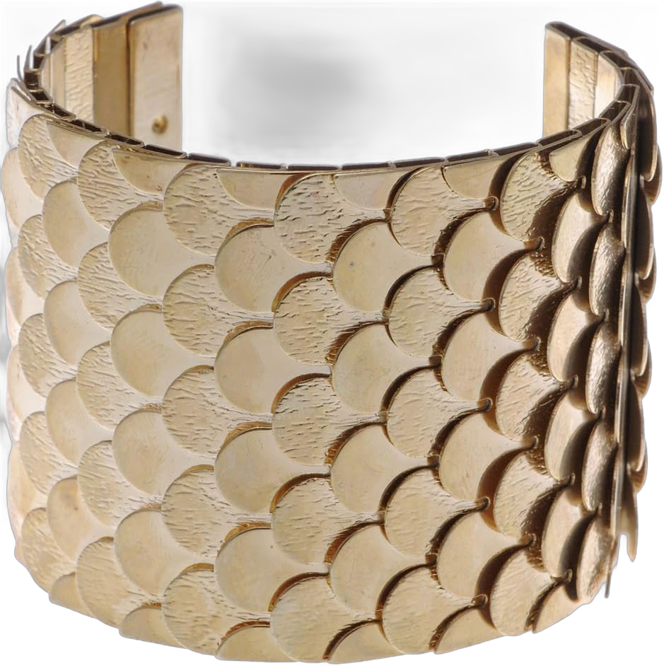 Alilang Womens Gold Silver Egyptian Etched Textured Scales Scalloped Wrap Arm Bangle Cuff Bracelet