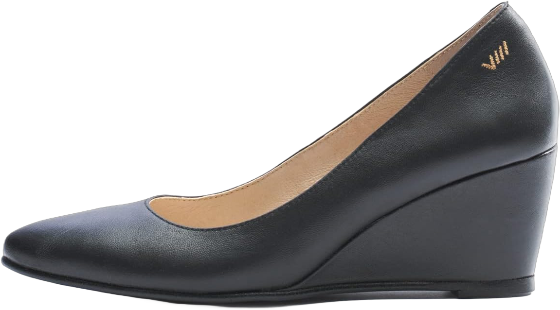 VISCATA Verona Women's Leather Wedge, Spain Handmade Casual Pump Comfortable Shoes with a Sturdy All Natural 2.5” Wedge. Made with Cushioned Leather Insole and Lined with Premium Leather 6.5 Black