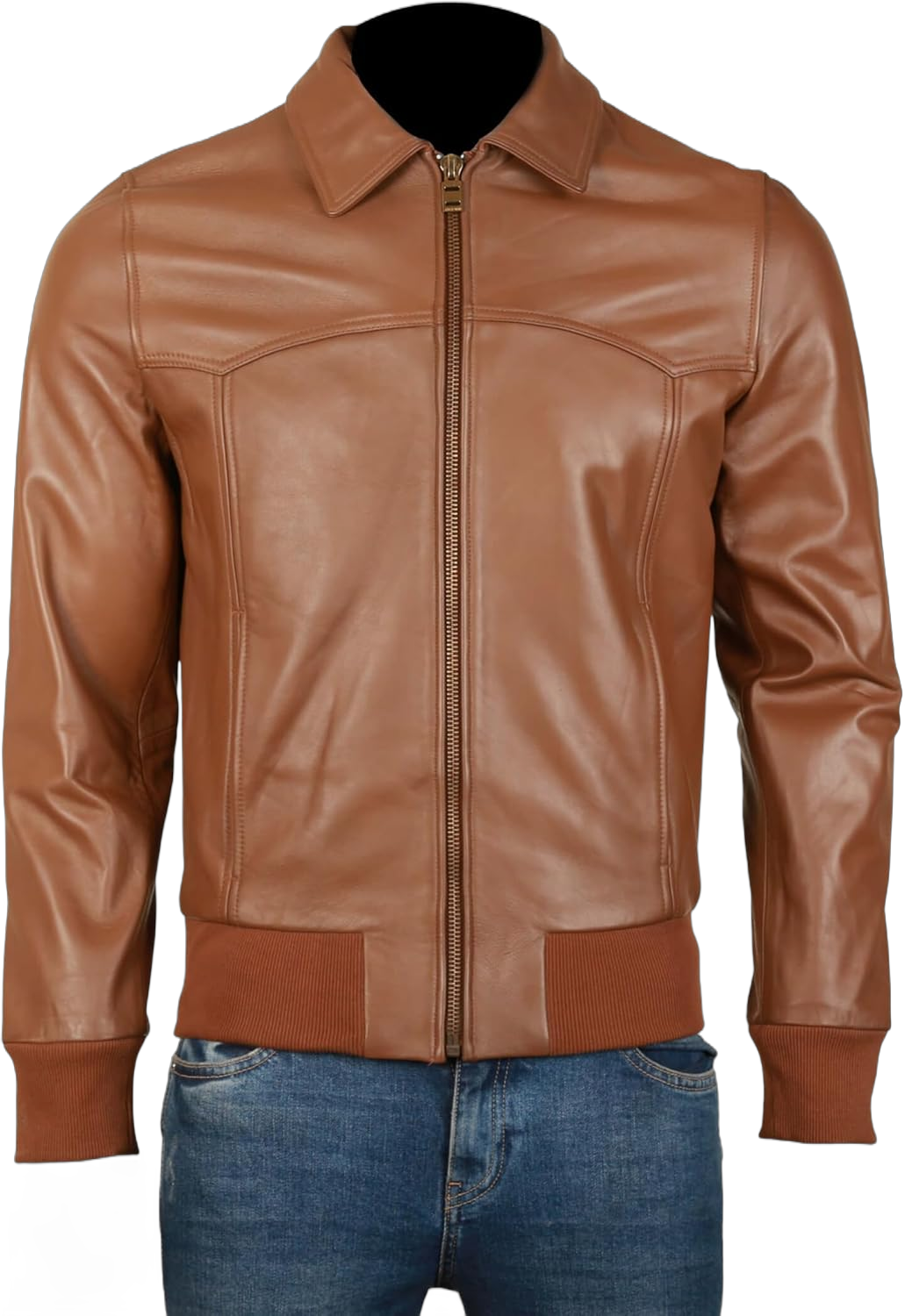 Men’s Genuine Leather Varsity Brown Bomber Jacket Laydown Collar Men's Leather Jacket Kevin Costner Brown Genuine Leather Small Brown