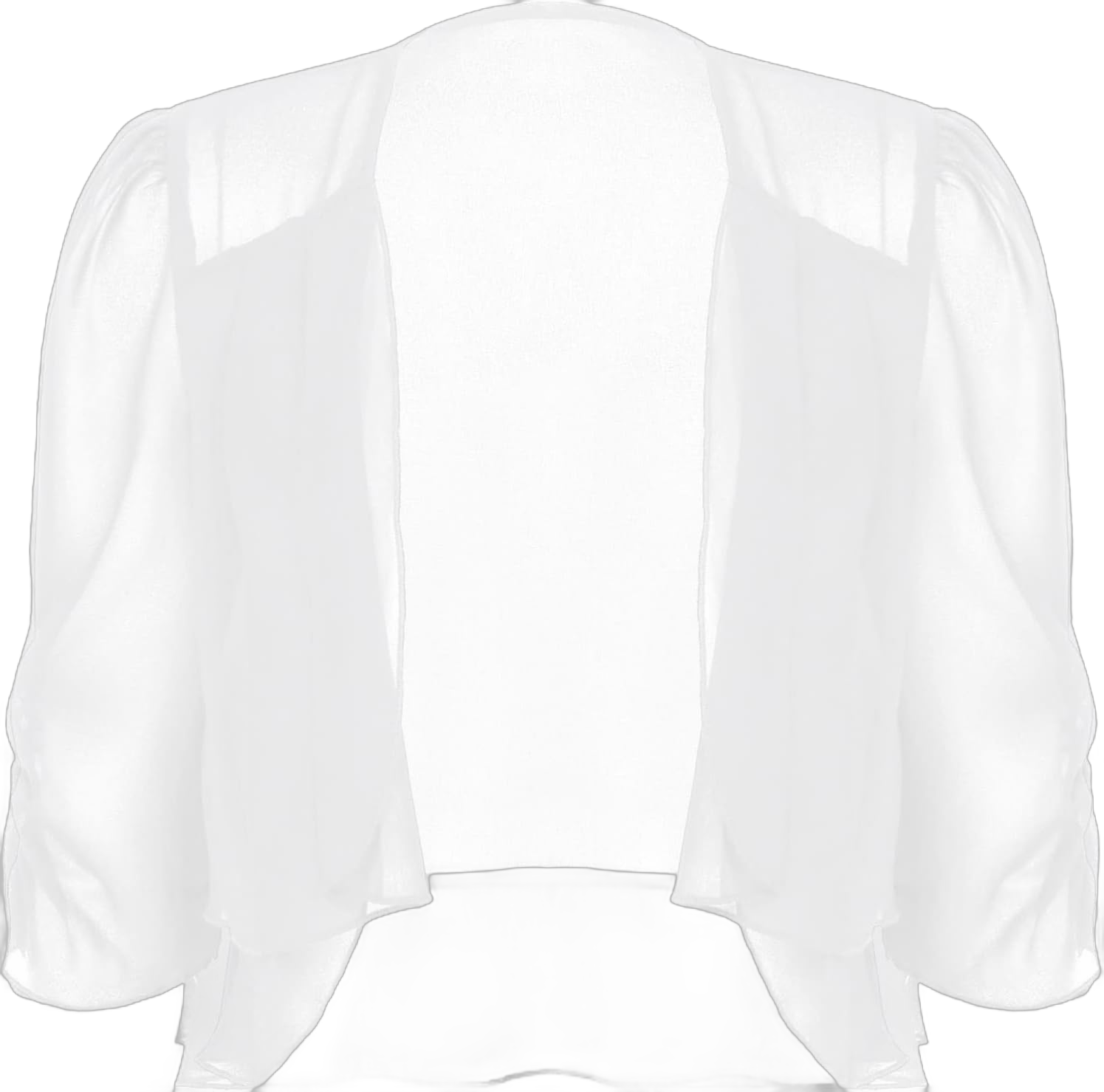 Womens 3/4 Sleeve Ruffle Chiffon Bolero Shrug Cardigan Evening Wedding Party Dress Cover Up 3X-Large White