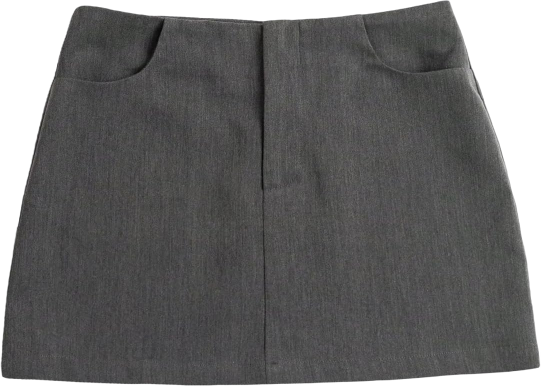 SHENHE Women's Low Rise Zip Fly Solid Casual Straight Cute Mini Skirt with Pockets Medium Dark Grey