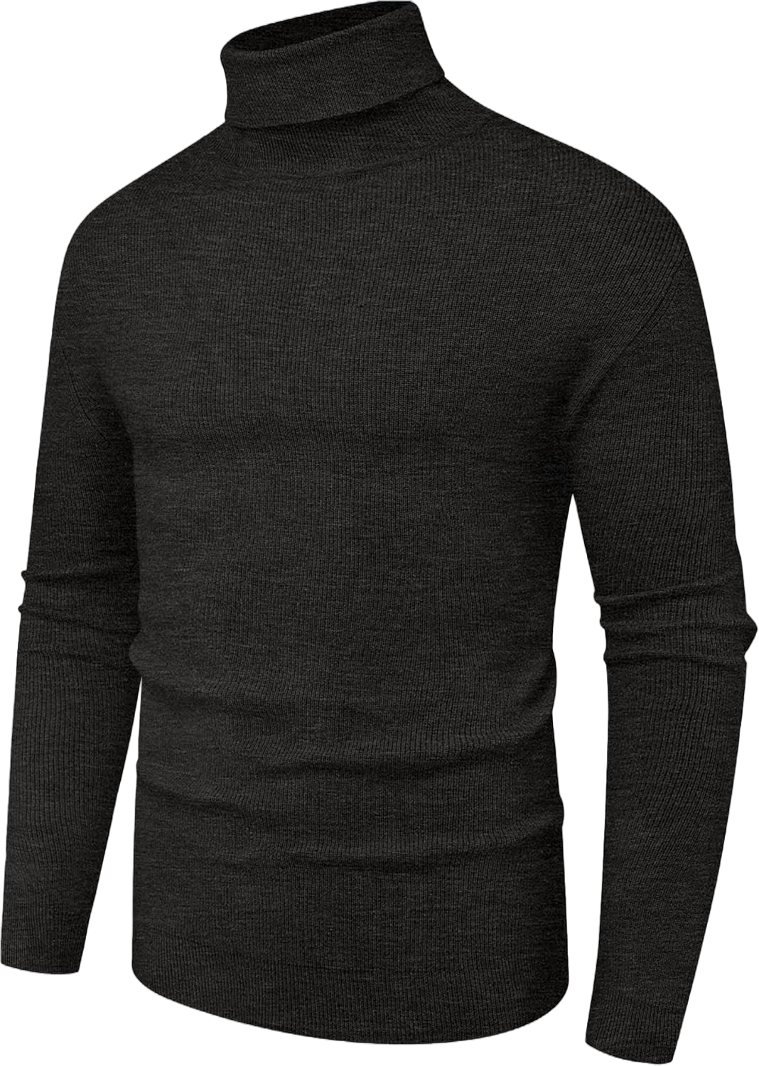 Sailwind Men's Ribbed Knitted Wool Casual Pullover Turtleneck Sweater Medium Dark Gray