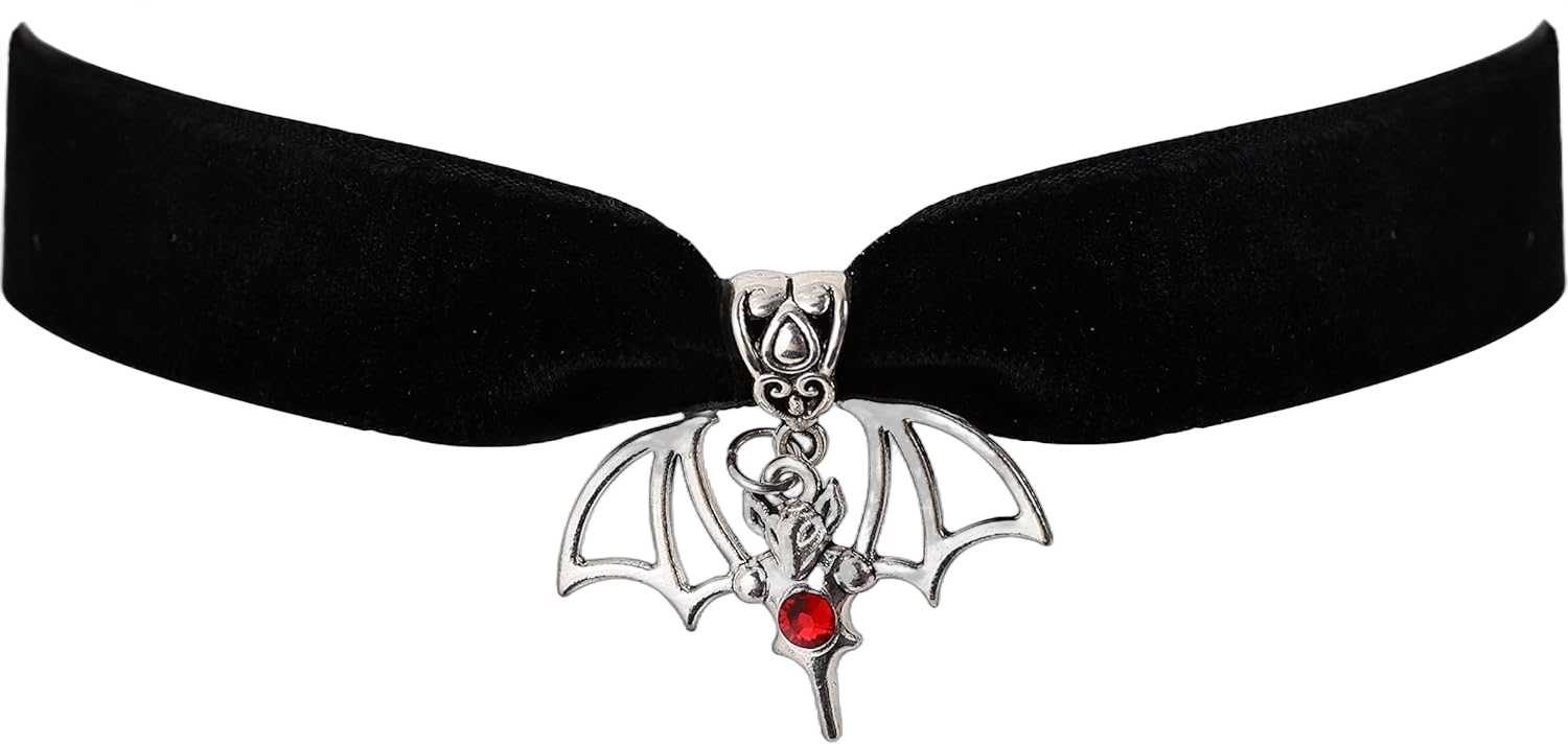 Sacina Gothic Bat Choker Necklace, Victorian Necklace, Vampire Bat Pendant, Goth Halloween Jewelry Gift for Women, Christmas Gift for Women (Black Bat Choker)