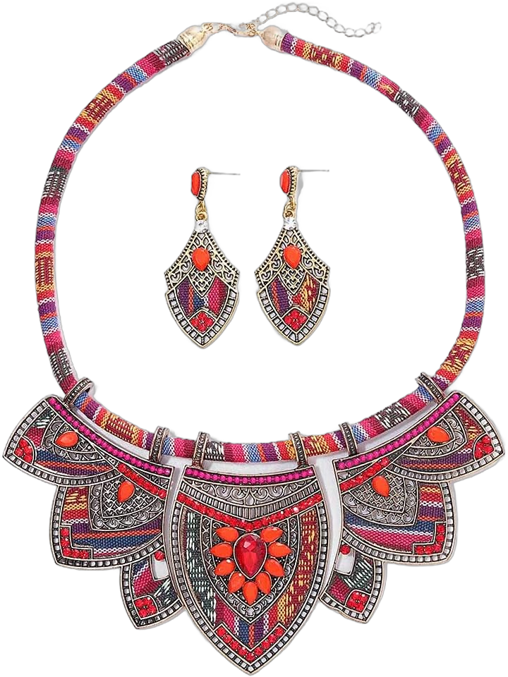 Barode Ethnic Collar Choker Necklace Bib African Tribal Torque Choker Necklaces Chunky Costume Statement Jewelry Set for Women