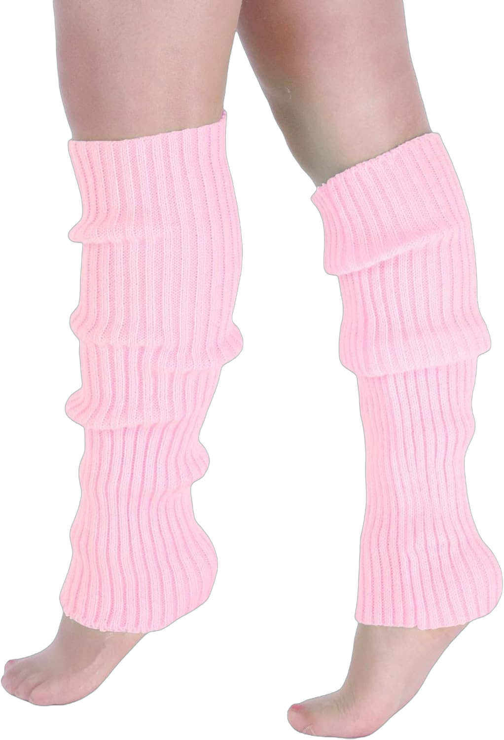 Milumia Women's Ribbed Knit Leg Warmers Y2K 80s Boot Long Socks One Size Light Pink