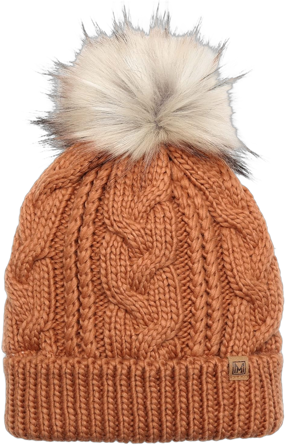 MIRMARU Women’s Soft Faux Fur Pom Pom Slouchy Beanie Hat with Sherpa Lined- Thick, Soft, Chunky and Warm